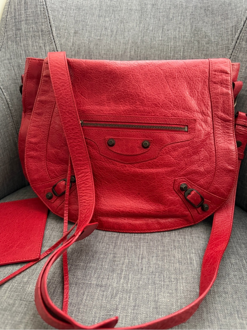 Balenciaga Red folk messenger bag